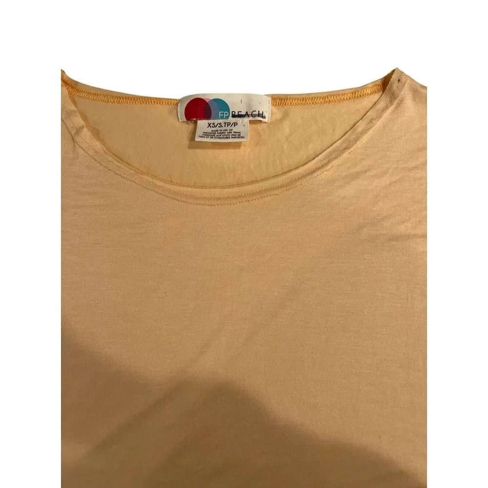 Free People Beach Women's Orange Side Slit‎ Top shirt XS/S